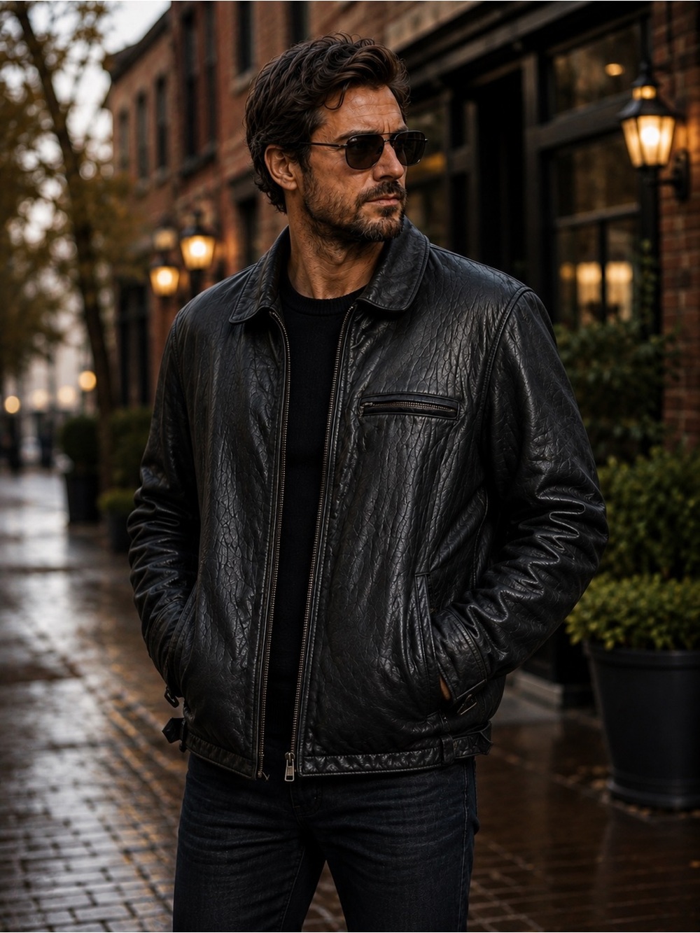 Colebrook men’s black genuine leather insulated jacket size small